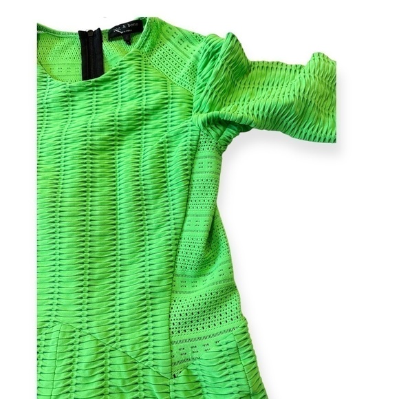 RAG & BONE Green Niki pointelle laddered-jersey fit and flare mini‎ dress SIZE 2 - Picture 11 of 15
